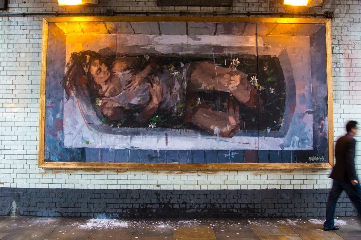 “Adam & Eve” New Mural Installation by Borondo in London