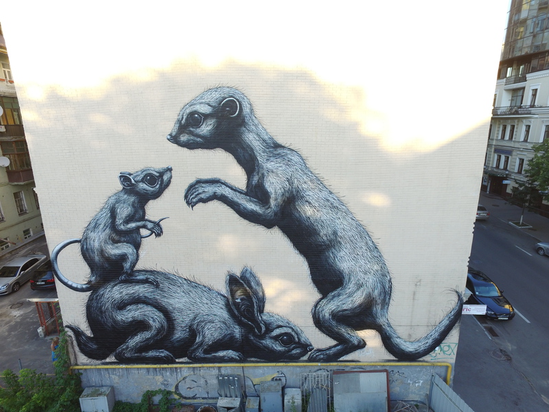 ROA is back with new mural in Kiev, Ukraine