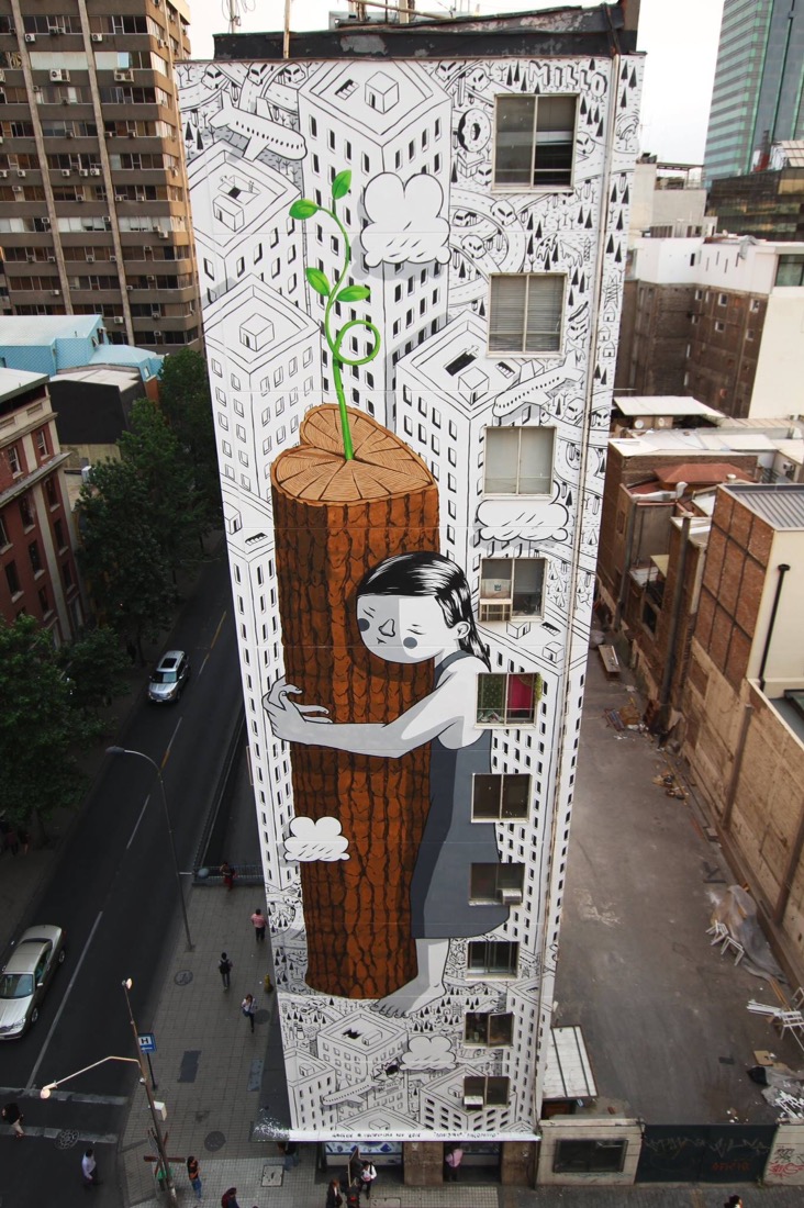 Millo 'Nevergiveup' New mural in Santiago, Chile 